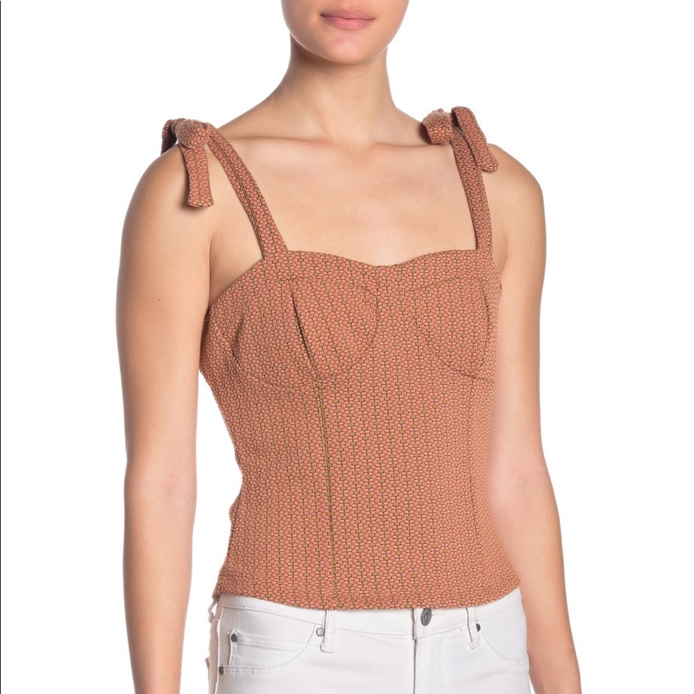 Free People Peach Tank Top with Tie Bow Straps